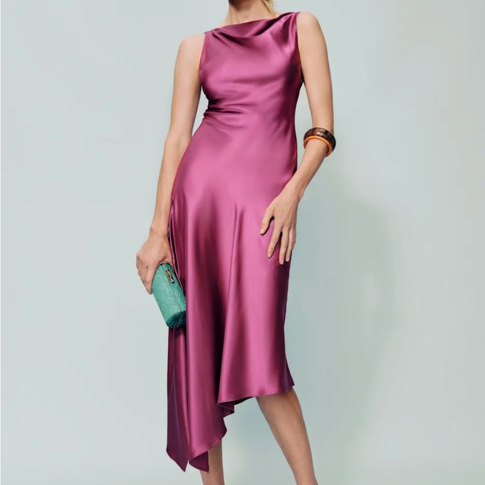 Reformation Satin Midi Dress - Pink
